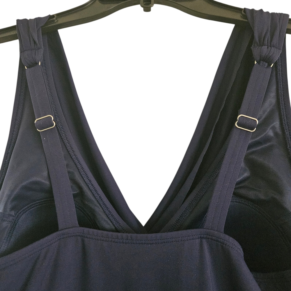 Lands' End Swimsuit Size 16 Blue Tummy Control Faux Surplice Wrap - Picture 10 of 12